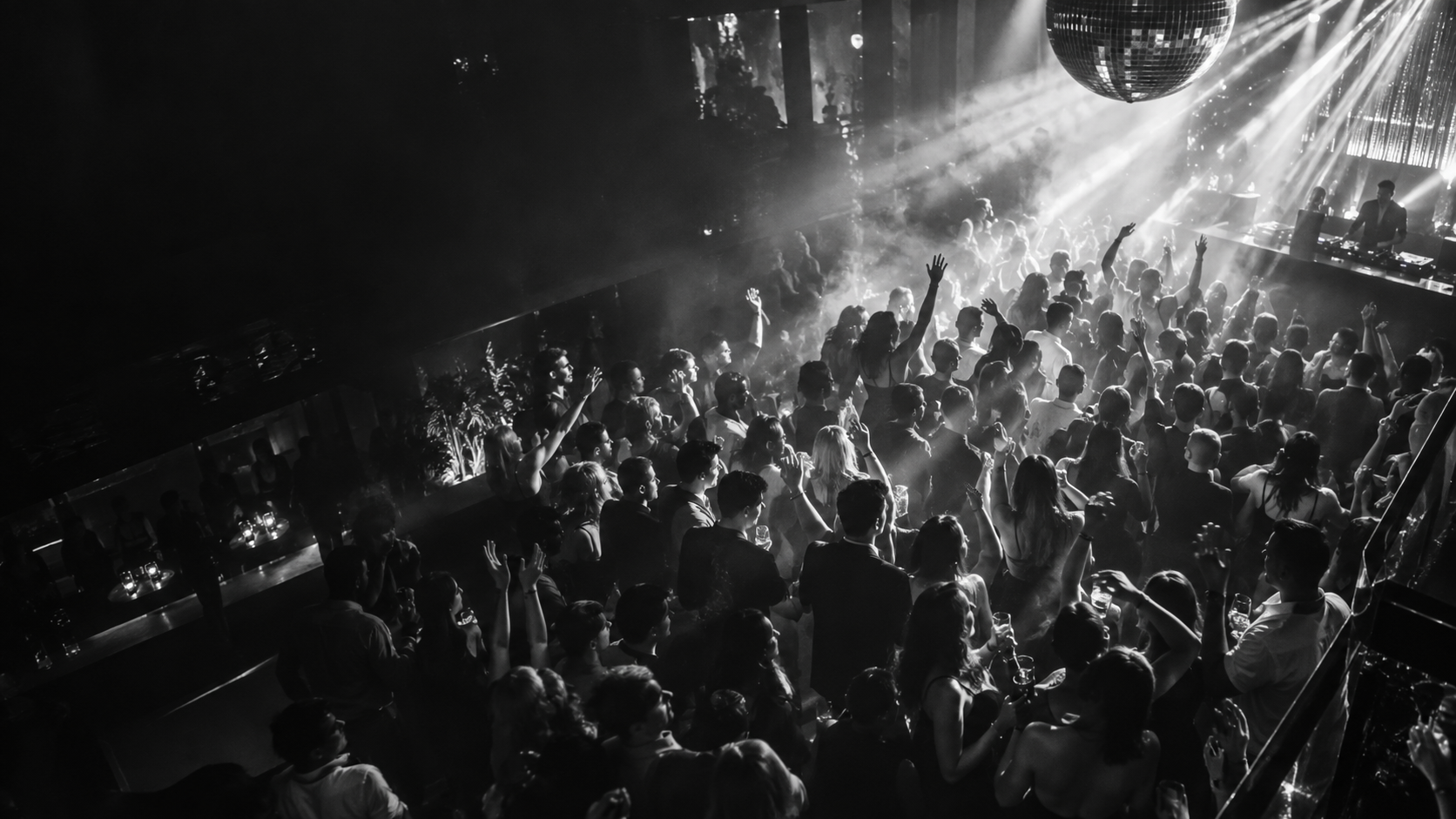 Stage production and audience under concert lighting